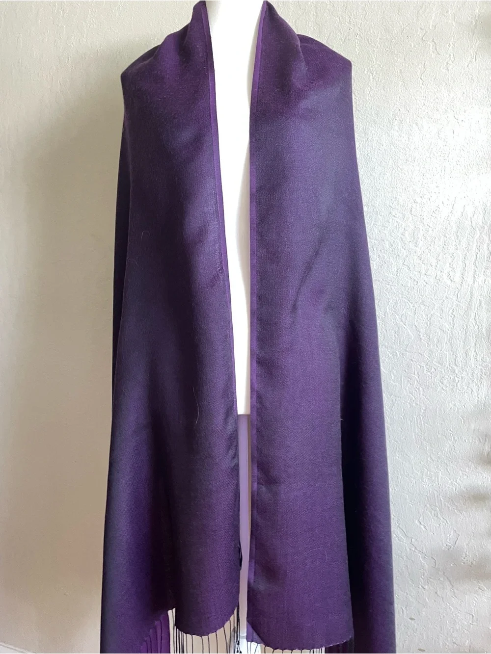 Thin wool and silk purple wrap